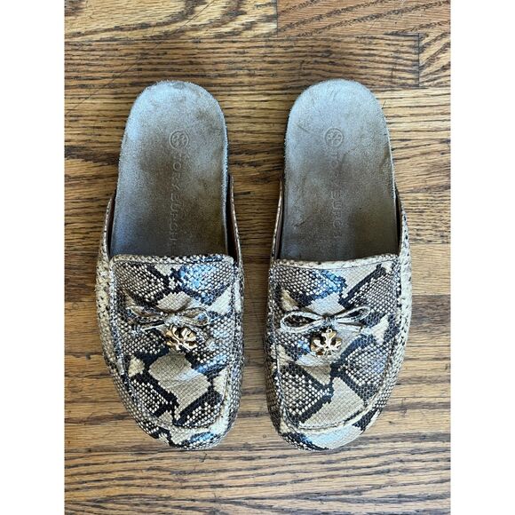 TORY BURCH Snakeskin Coin Mule Slide Loafer Sandal Shoe Women's Size 7 - Picture 9 of 10